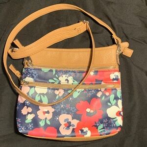 Floral Tan and Multicolor Women's Bag